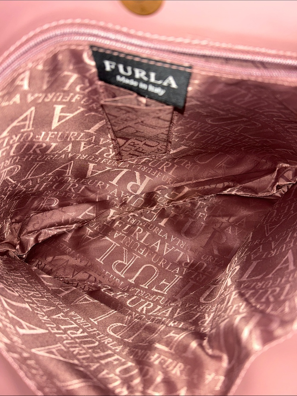 Furla Dusty Pink Leather & Calf Hair Shoulder Bag W/COA - Picture 6 of 10